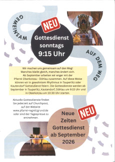 Neue Gottesdienstzeiten